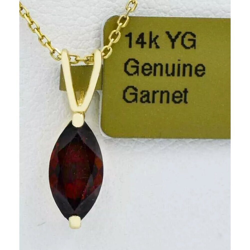 Genuine 1.66 Cts Garnet Pendant 14k Solid Yellow Gold